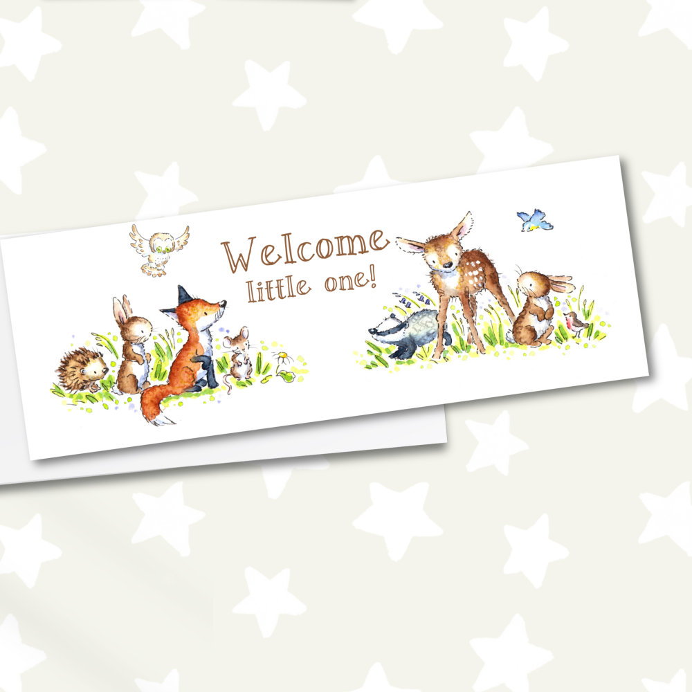 Woodland &ldquo;Welcome Little One&rdquo; Baby Greeting Card