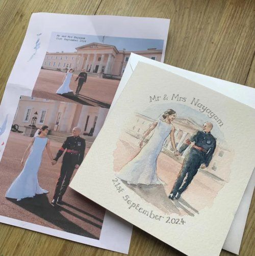 Hand-Painted Wedding Anniversary Card | Personalised Watercolour Card UK