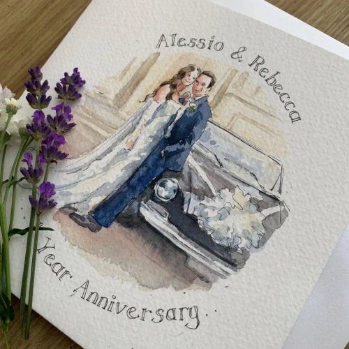 Hand-Painted Wedding Anniversary Card | Personalised Watercolour Card UK