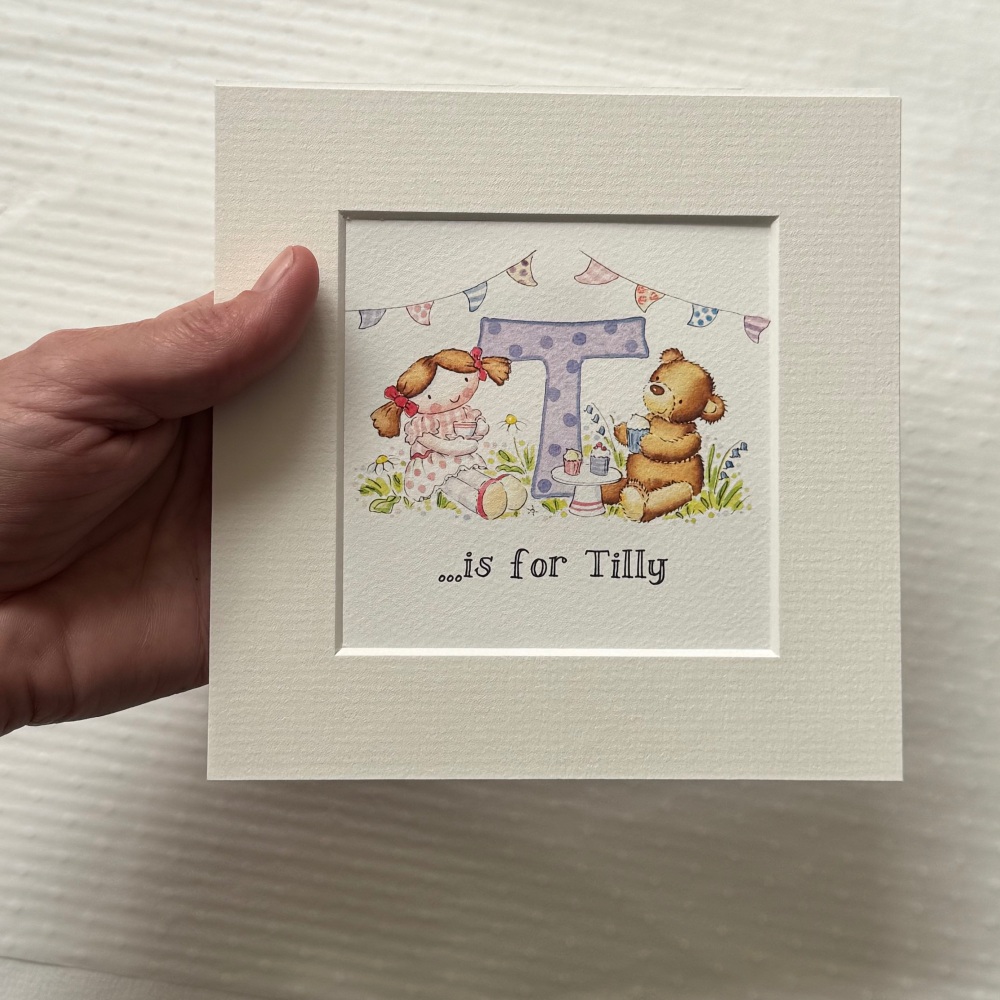 Personalised Initial Print Unframed &ndash; From Kate&rsquo;s Original Watercolour Illustrations | Nursery Wall Art