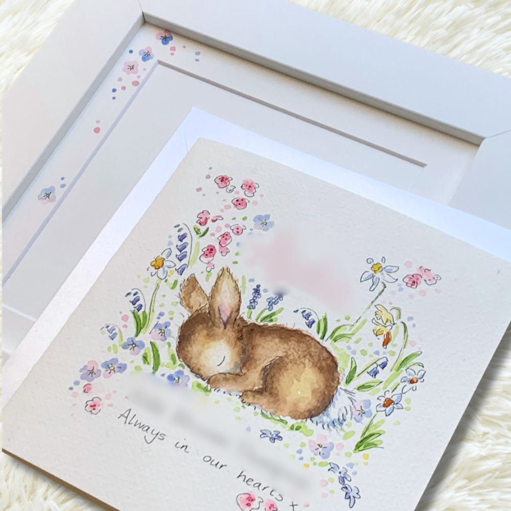 Personalised Baby Loss Sympathy Card &ndash; Sleeping Bunny Watercolour Card
