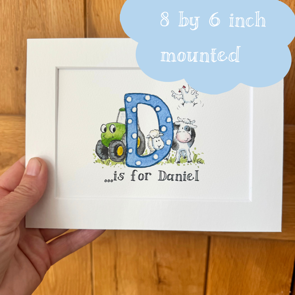 Personalised Initial Print Unframed &ndash; From Kate&rsquo;s Original Watercolour Illustrations | Nursery Wall Art