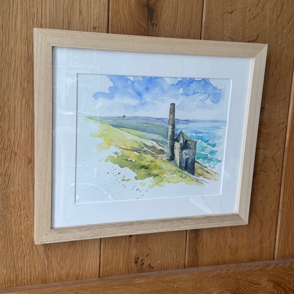 North Cornwall Tin Mine Original Watercolour Painting