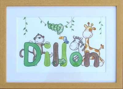Dillon jungle name picture 14 by 10 inches