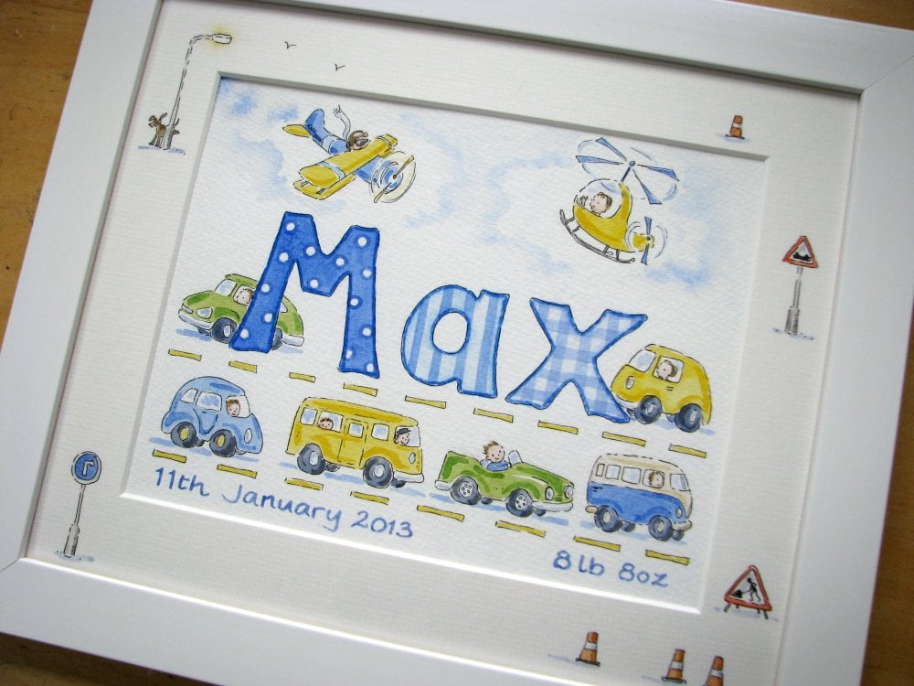 <!--010-->Watercolour name picture 12 by 10 framed