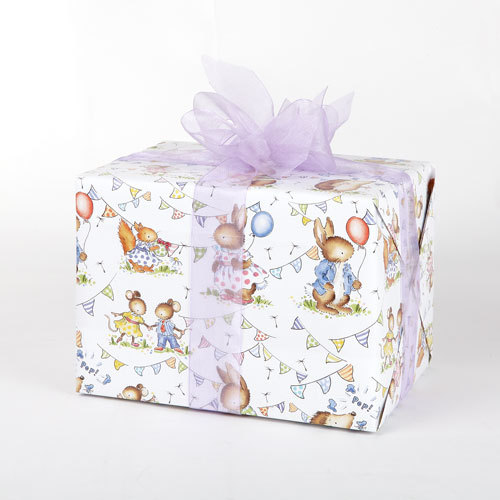 Little woodland animals folded gift wrap.