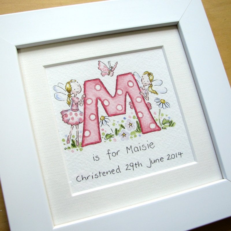 Personalised fairy watercolour  initial painting