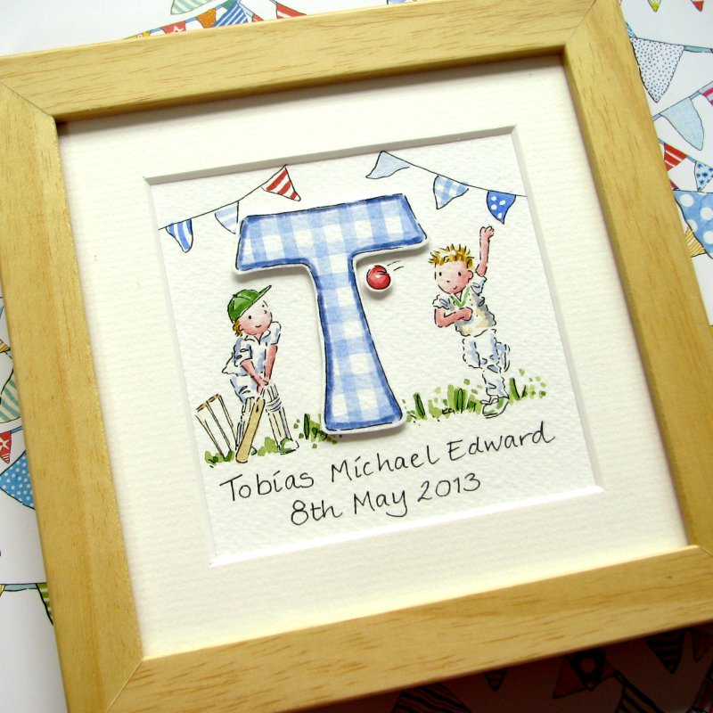 Personalised decoupage watercolour initial painting
