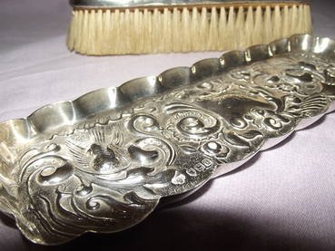 Victorian Silver Brush and Tray London 1898 (3)