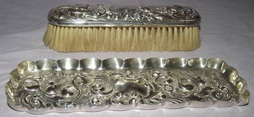 Victorian Silver Brush and Tray London 1898 (5)
