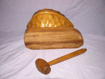 Large Wooden Nutcracker In The Shape Of A Walnut And Mallet (4)