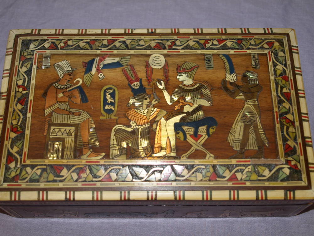 Egyptian Inlaid Wooden Box.