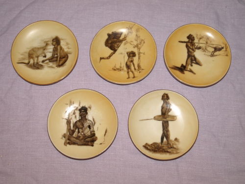 Vintage Aboriginal Small Wall Plates X 5
