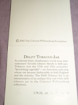Williamsburg Colonial Virginia Delft Tobacco Jar (9)