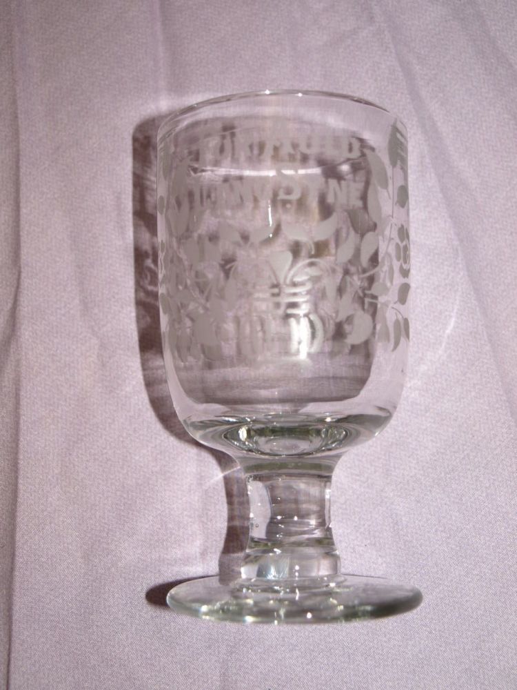 Victorian Engraved Etched Rummer Drinking Glass For Auld Lang Syne