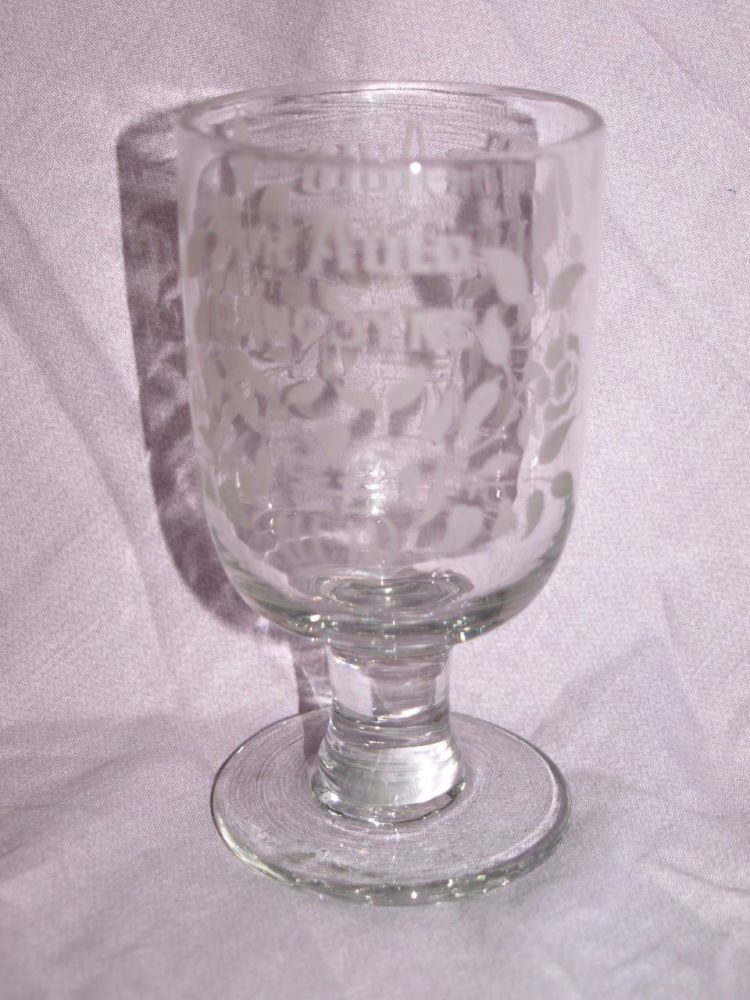 Victorian Engraved Rummer Glass, For Auld Lang Syne.