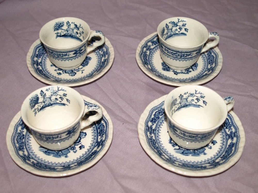 Masons Manchu Set of 4 Coffee Cups and Saucers.