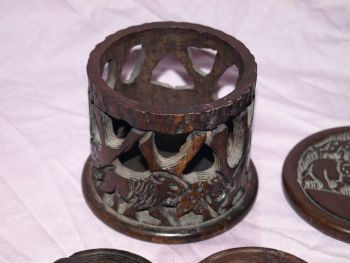 Carved African Set of Cased Animal Drinks Coasters. Small. (2)