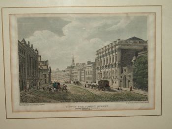 View in Parliament Street, Westminster Framed Antique Print. (2)