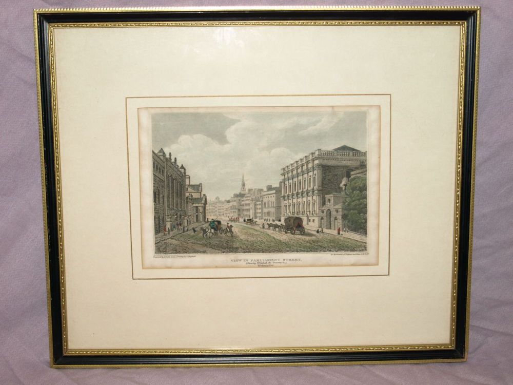 View in Parliament Street, Westminster Framed Antique Print.