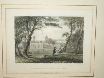 Greenwich Hospital &amp; Royal Naval Asylum Framed Antique Print. (2)