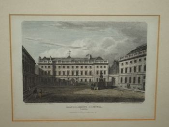 Bartholomew&rsquo;s Hospital London Framed Antique Print. (2)