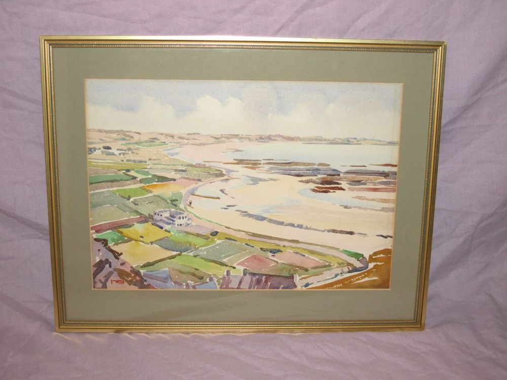 St Owens Bay, Jersey, Watercolour by Mary Holden Bird.