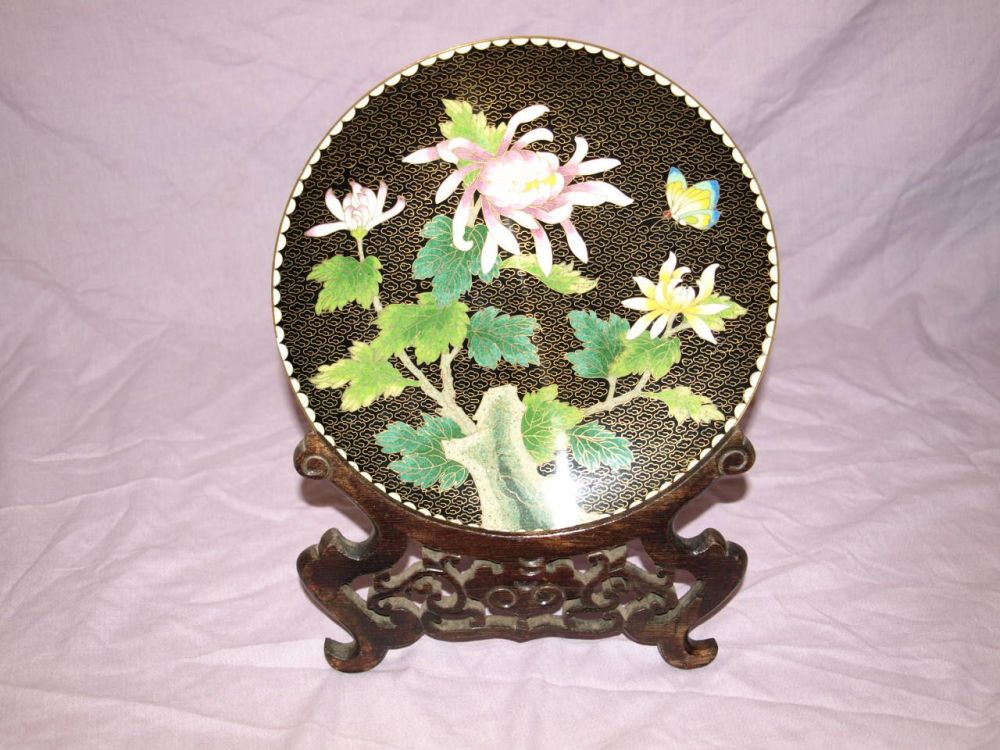 Cloisonné Plate and Stand.
