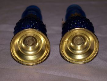 Pair of Vintage Blue Miniature Oil Lamps. (4)