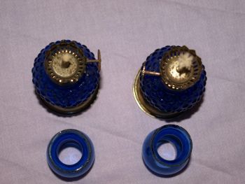Pair of Vintage Blue Miniature Oil Lamps. (5)