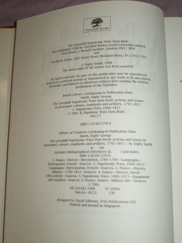 The Greenhill Napoleonic Wars Data Book, Digby Smith. (3)