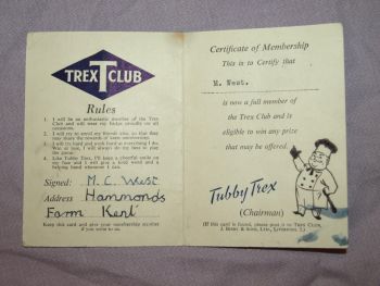 Vintage Trex Club Membership Card &amp; Paperwork. (5)