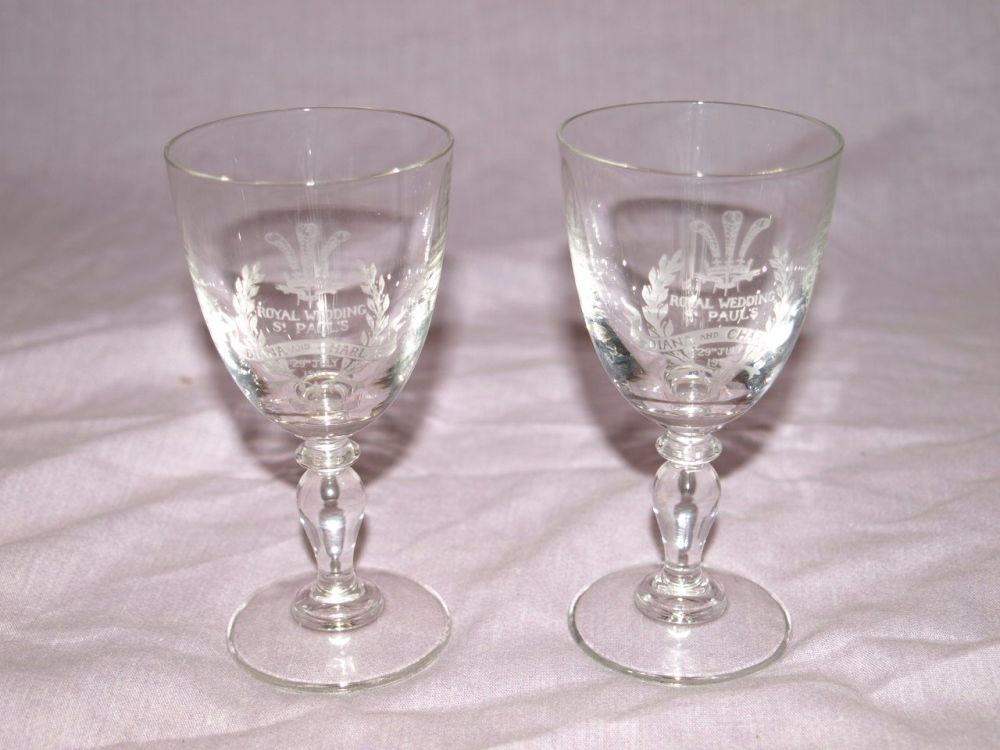 Pair of Charles & Diana Commemorative Wedding Glasses.