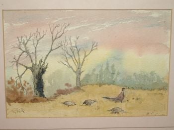 Country Scene with Pheasants Watercolour Painting by Pam Philp. (2)