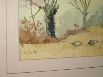 Country Scene with Pheasants Watercolour Painting by Pam Philp. (3)