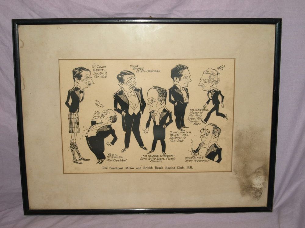 The Southport Motor and British Beach Racing Club 1931 Caricature of Members Picture.
