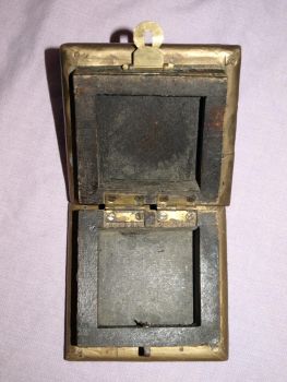 Small Wooden Box with Brass Decoration &amp; Inlaid Tiles. (8)