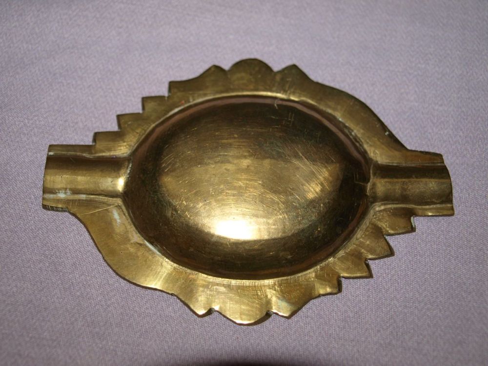 Two Vintage Brass & Enamel Ashtrays.