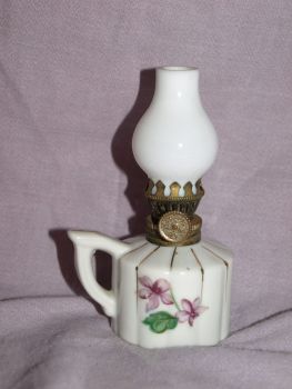 Vintage White Miniature Oil Lamp. (3)
