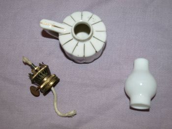 Vintage White Miniature Oil Lamp. (5)