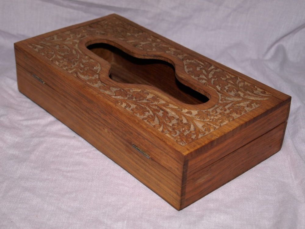Carved Wooden Tissue Box Holder.