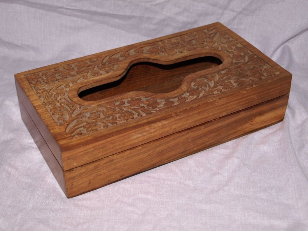 Carved Wooden Tissue Box Holder.