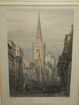 St Clements Church Framed Antique Engraving Print. (2)