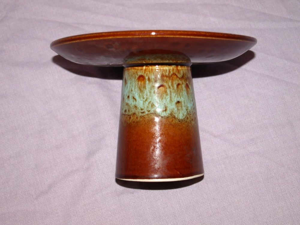 Fosters Pottery Brown Honeycomb Glaze Cake Stand.