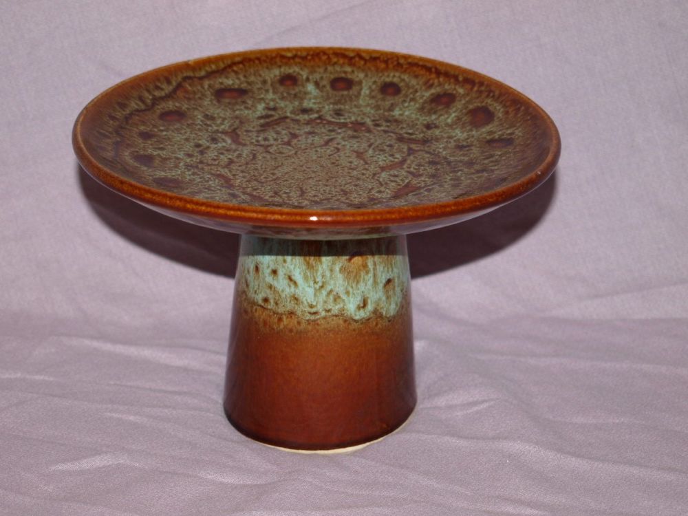 Fosters Pottery Brown Honeycomb Glaze Cake Stand.