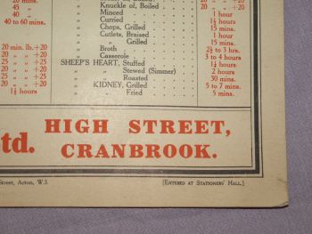 Vintage Butchers Cooking Time Chart. (4)