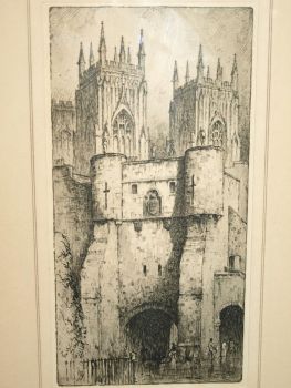 York Minster and Bootham Bar Framed Print signed F Robson. (2)