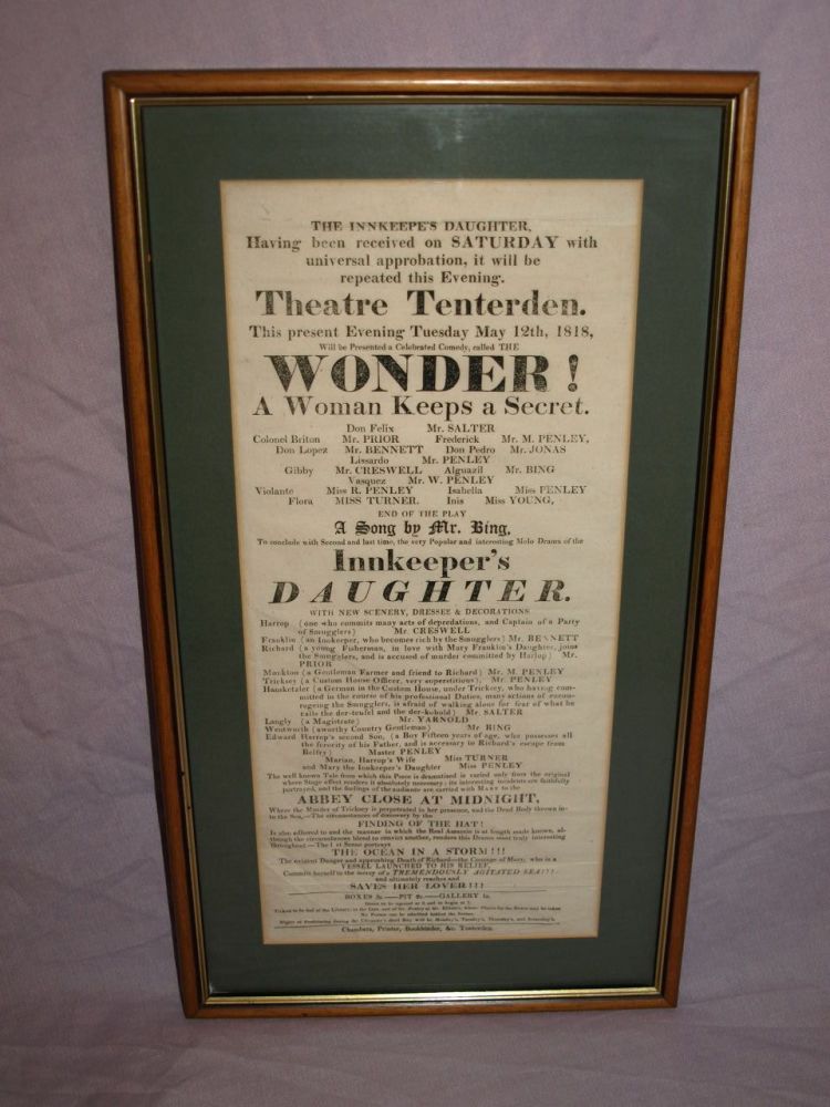 Georgian Theatre Bill Poster, Tenterden 1818.