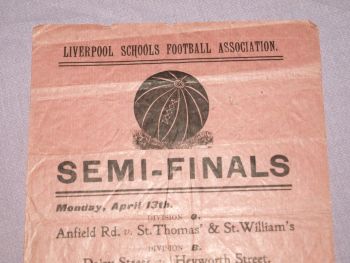 Liverpool Schools Football Association Semi-Finals Flyer 1908. (2)