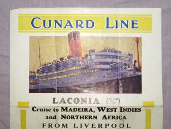 Cunard Line Laconia Embarkation Notice 1933 Poster. (2)